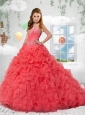 The Most Popular Coral Red Sweetheart Quinceanera Dress with Appliques For 2015