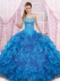 2015 Pretty Blue Quinceanera Dress with Beading and Ruffles