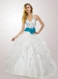 Pretty Ball Gown Halter Top Appliques White Quinceanera Dresses