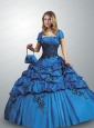 Remarkable Spaghetti Straps Royal Blue Quinceanera Dress with Appliques and Pick-ups