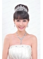 Shining Rhinestones Alloy Plated Wedding Jewelry Set Including Necklace And Tiara