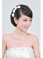 Vintage Style Pearl With Rhinestons Necklace Earring and Headpiece Set