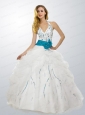 White Halter Top Beaded Decorate Sweet 16 Dress with Sash