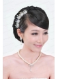 Gorgeous Alloy with Pearls Wedding Jewelry Set Including Necklace Earrings and Tiaras