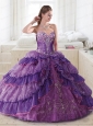Sweetheart Purple Quinceanera Gown with Beading and Appliques