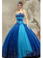2015 Top Seller Sweetheart Blue Quinceanera Dress with Beading and Appliques