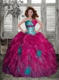 Luxirious Strapless Multi-color Quinceanera Dress with Ruffles and Ruching