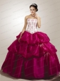 Modern Appliques Quinceanera Dress in White and Fuchsia with Pick Ups