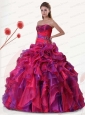 Multi-color Strapless Organza Quinceanera Dresses with Ruffles and Appliques