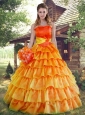 Remarkable A-line Ruffled Layers Orange Red Quinceanera Dress