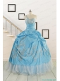 2015 Pretty One Shoulder Appliques Quinceanera Dresses in Aqua Blue