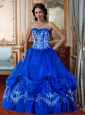 Affordable Sweetheart Princess Royal Blue Quinceanera Dresses with Embroidery and Beading For 2015