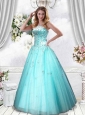 Elegant Strapless Turquoise Quinceanera Dress with Beading and Embroidery