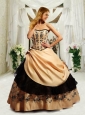 Gorgeous Strapless Champagne Quinceanera Dress with Beading and Appliques