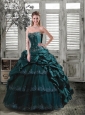 Luxurious Sweetheart Turquoise Quinceanera Dress with Appliques and Pick Ups