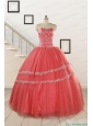 New Style Watermelon Quinceanera Dresses with Beading for 2015