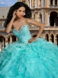 2015 Elegant Beaded and Ruffle Quinceanera Dresses in Apple Green