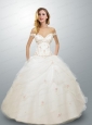 2015 New Arrival White Off The Shoulder Appliques Quinceanera Gown