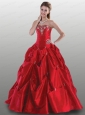 2015 Popular Appliques Quinceanera Gown in Red