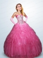 2015 Pretty Sweetheart Hot Pink Sweet 15 Dresses with Beading and Ruffles