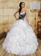 2015 Ruffles and Appliques Quinceanera Dresses in White and Black