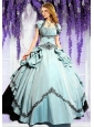 Brand New Light Blue and Black Quinceanera Dresses with Appliques for 2015