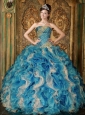 Discount Ruffles and Beading Quinceanera Dress in Multi-color