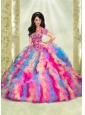 Luxurious Multi-color Sweetheart Appliques and Ruffles Dresses for Quinceanera