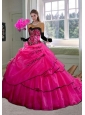New Fashion Sweetheart Hot Pink Quinceanera Dress with Appliques