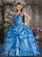 Popular Hand Made Flower Quinceanera Dresses in Blue