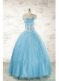 Pretty Beading and Appliques Quinceanera Dresses in Aqua Blue for 2015