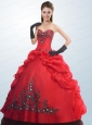 Remarkable Red Quinceanera Dresses with Appliques and Pick Ups