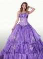 Appliques and Beading Sweetheart Quinceanera Dresses in Purple
