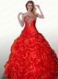 Sweetheart Appliques and Pick-ups Quinceanera Dresses  in Red