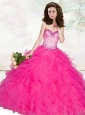 2015 New Style Sweetheart Beading and Ruffles Hot Pink Quinceanera Dresses