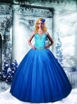 2015 New Style Tulle Sweetheart Beading Quinceanera Dress in Blue