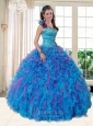 2015 Pretty One Shoulder Multi-color Quinceanera Dresses with Beading