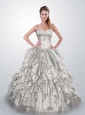 2015 Spring Sweetheart Beaded Decorate Quinceanera Gown in Silver