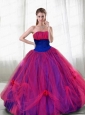 Hand Made Flowers and Ruching Quinceanera Dresses with Strapless