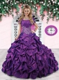 Strapless Purple Sweet 15 Dress with Appliques and Pick-ups for 2015