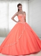 2015 Exquisite Watermelon Quinceanera Dresses with Embroidery and Beading