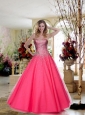 2015 Remarkable Tulle A-line Hot Pink Quinceanera Dress with Beading