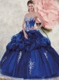 Fashionable Sweetheart Appliques and Pick-ups Navy Blue Dresses for Quinceanera