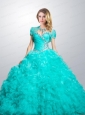Gorgeous Sweetheart Turquoise Quinceanera Dress with Ruffles and Beading