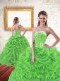 Luxurious Beading and Ruffles Spring Green Quinceanera Dresses