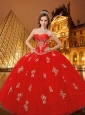 Newest Sweetheart Appliques Red Dresses for Quinceanera