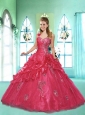 Popular One Shoulder Appliques and Pick-ups Red Dresses for Quinceanera