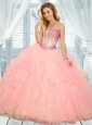 2015 Newest Sweetheart Baby Pink Quinceanera Dress with Ruffles with Beading