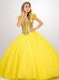 Fashionable Beaded Decorate Quinceanera Dress in Yellow