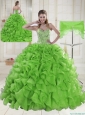 Sweet Sweetheart Spring Green Quinceanera Dresses with Brush Train
